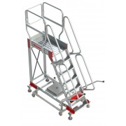 Escalera de aluminio con plataforma y cuatro ruedas | Inclinación de 60º SY60-04 4 Peldaños